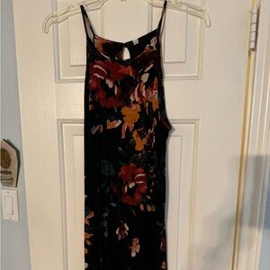 Feiersi Black Floral Swing Tank Dress Medium